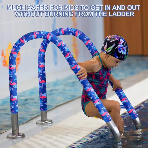 Miniatura 3 de Junkin Cubierta para pasamanos de piscina de 4 pies, cubierta para barandilla de mano de piscina con cremalleras, barandilla antideslizante, agarre