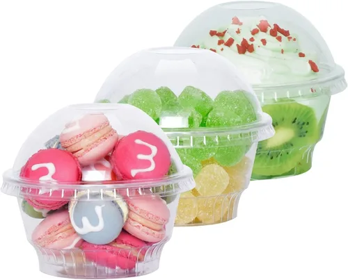 Miniatura 11 de Vasos de plástico transparente de 12 onzas con tapas de cúpula, tazas de postre con tapas (25 juegos), vasos desechables para fiestas de PET
