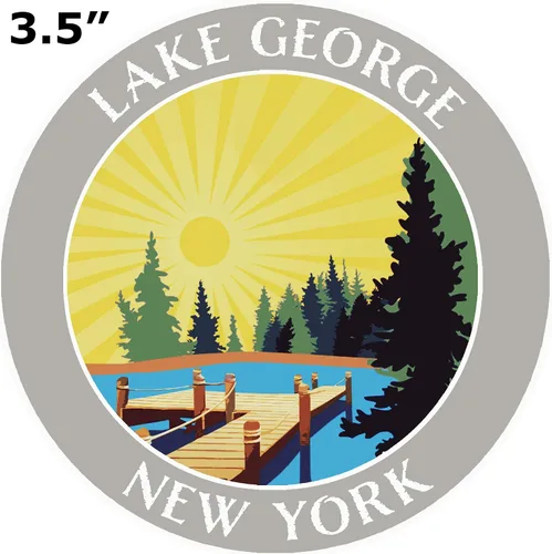 Miniatura 2 de Lake Dock - Lake George - Nueva York 3.5" Ventana de coche camión calcomanía vacaciones aventura tema novedad apliques Gris
