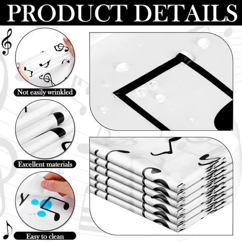 Miniatura 3 de Fanfanwin 6 piezas de notas musicales de plástico, camino de mesa con teclado musical, impermeable, decoración de fiesta temática de 13 x 108