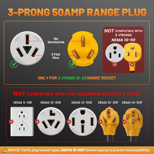 Miniatura 9 de MECMO Adaptador de cargador EV de nivel 2 de 32 amperios y 220 V para NEMA 10-50, enchufe portátil NEMA 10-50P a 14-50R para carga Tesla
