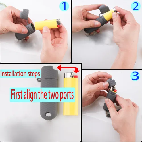 Miniatura 5 de Funda impermeable para encendedor BIC de 2 piezas, funda para encendedores regulares, tipo J6, supervivencia al aire libre, bolsa multiusos para Gris