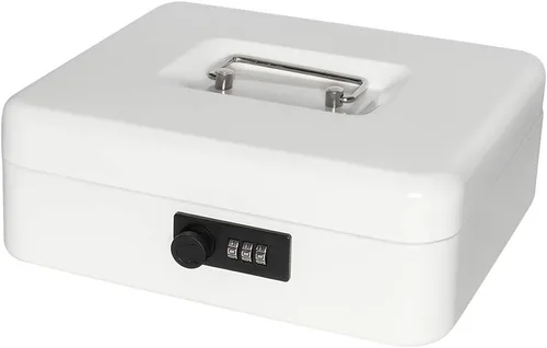 Jssmst - Caja fuerte grande con cerradura con combinación, metálica y duradera, con bandeja para dinero en efectivo, color rosado, (9.8 x 7.9 x 3.5