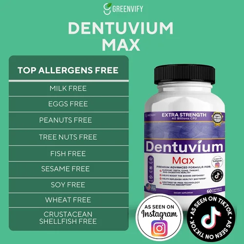 Miniatura 3 de Suplemento probiótico Dentuvium Max, 40 mil millones de UFC, apoya la salud digestiva de los dientes, encías, garganta, sin gluten, sin azúcar, sin