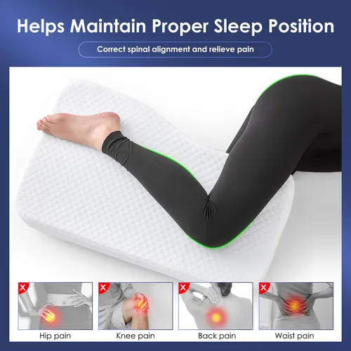 Miniatura 5 de Almohada de piernas para dormir de lado, almohada de rodilla de espuma viscoelástica para dormir de lado, almohada de elevación de piernas