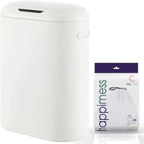 happimess HPM1016C Robo Kitchen - Bote de basura delgado ovalado con sensor de movimiento sin contacto con modo táctil, resistente a las huellas