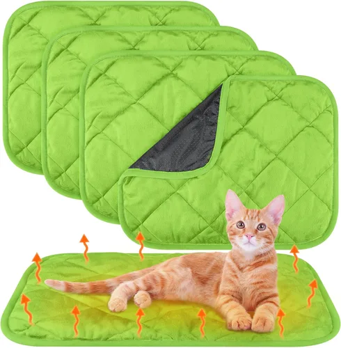 Miniatura 17 de Paquete de 4 Almohadillas Autocalentables para Gatos, Alfombrilla Autocalentable para Perros que Refleja el Calor Corporal, Almohadilla Térmica