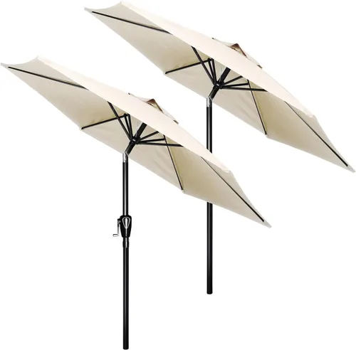 Miniatura 25 de HealSmart Sombrilla de patio de 7.5 pies con botón de inclinación/manivela, sombrilla de mesa al aire libre, 6 varillas resistentes para jardín
