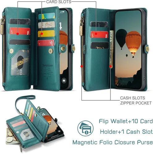 Miniatura 2 de Defencase Compatible con Galaxy A14 5G Funda Cartera con Tarjetero de Bloqueo RFID para Mujeres y Hombres, Funda de Teléfono Cartera de Cuero PU