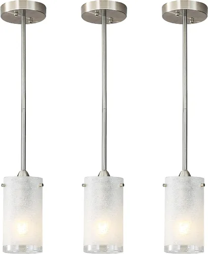 Miniatura 13 de Lámparas Colgantes Mini de 1 Luz, Candelabro Moderno Colgante Lámpara de Techo con Pantalla Blanca Esmerilada, Iluminación Colgante de Níquel