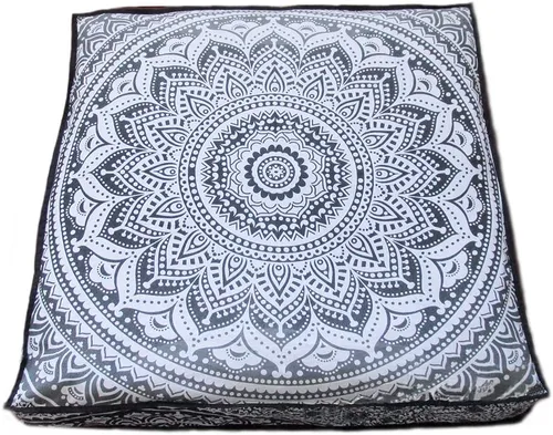 Miniatura 20 de CRAFT KALA Funda de cojín con diseño de mandala, funda de cojín para asiento, hippie, decorativo, bohemio, otomano, de algodón, indio, para sala