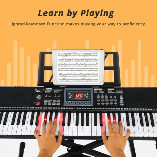 Miniatura 5 de GLARRY Juego de teclado eléctrico de tamaño completo de 61 teclas para principiantes, niños, teclado de música portátil, regalos de Navidad