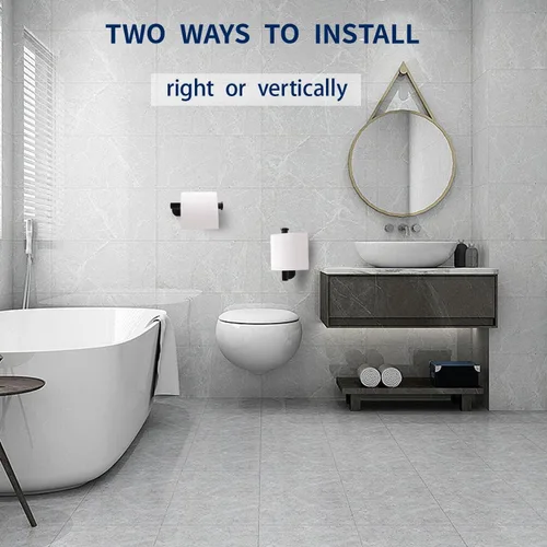 Miniatura 3 de Soporte de papel higiénico autoadhesivo, soporte de pared para baño y baño, sin perforaciones, SUS304 inoxidable, color negro mate
