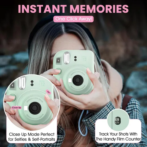 Miniatura 8 de Fujifilm Cámara Instantánea Instax Mini 12 Verde Menta + Estuche de Diseño Personalizado Minimate + Película Fuji Instax 10 Hojas y Álbum de Fotos