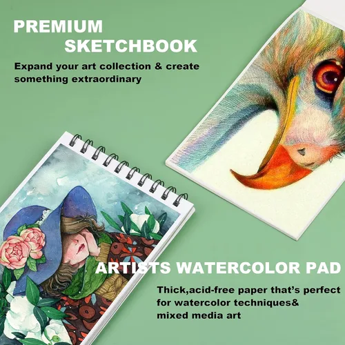 Miniatura 5 de KALOUR Juego de 76 lápices para dibujo y boceto - Suministros de arte profesional con cuaderno de bocetos y papel para acuarela - Incluye tutorial