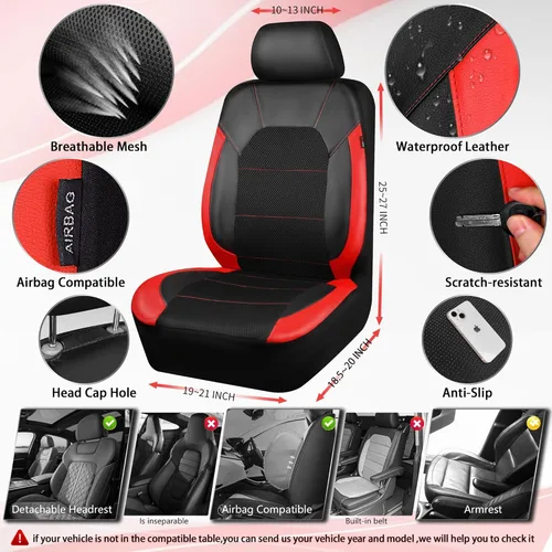 Miniatura 3 de Car Pass - Fundas universales de cuero para asiento de automóvil deportivas que se adaptan a la mayoría de automóviles, SUV, camiones y camionetas