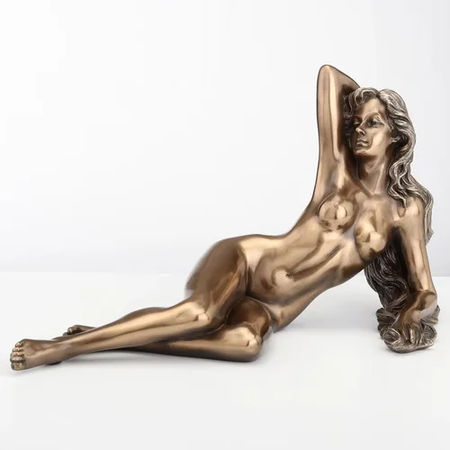 Miniatura 2 de Veronese Design 8 5/8 pulgadas desnuda femenina acostada escultura de la pose final frío del bronce de la resina del molde