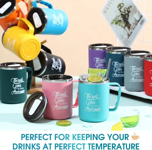 Miniatura 3 de Umigy 12 tazas de café de agradecimiento a los empleados, regalo a granel, taza de 17 onzas, vaso de viaje aislado de acero inoxidable, regalo