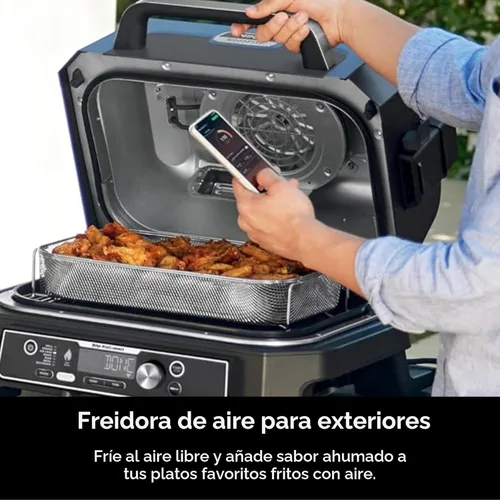 Miniatura 6 de Ninja Woodfire Pro Connect XL - Parrilla y ahumador para exteriores Bluetooth, aplicación habilitada Parrilla 7 en 1, ahumador de barbacoa, azul