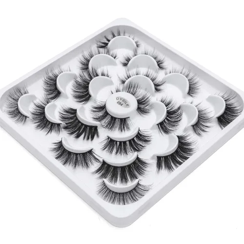 Miniatura 6 de DYSILK - 10 pares de pestañas de visón 6D, pestañas postizas dramáticas de volumen grueso pestañas postizas naturales suaves extensión maquillaje