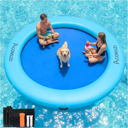 Miniatura 14 de Hamaca de agua inflable de 4/6/8/10/12 pies, flotador flotante redondo para adultos, balsa flotante de piscina resistente para océano y lago