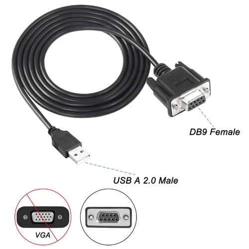Miniatura 3 de MEIRIYFA Cable adaptador serie USB a RS-232 DB9 hembra, USB 2.0 macho a RS232 Com hembra DB9 cable convertidor serie (5.9 ft)