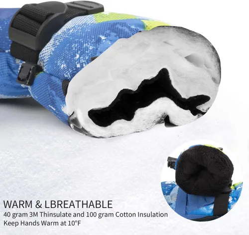 Miniatura 5 de BOSONER Guantes de esquí y snowboard, guantes cálidos impermeables de invierno, guantes de nieve para clima frío para hombres, mujeres, niños
