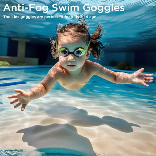 Miniatura 7 de Gafas de natación para niños, paquete de 2 gafas de natación de protección completa, sin fugas, antivaho para niños de 3 a 14 años