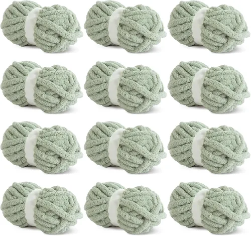 Miniatura 65 de HOMBYS Hilo de Chenille Grueso Carbón para Crochet, Hilo Grueso Espeso y Esponjoso para Tejer, Hilo Súper Grueso para Tejer Mantas a Mano, Hilo