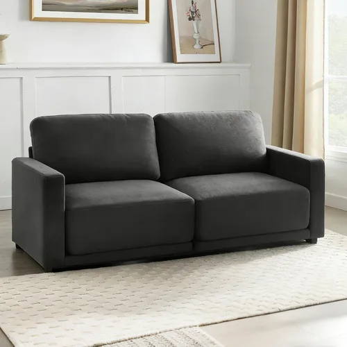 Miniatura 21 de Sofá modular de 79 pulgadas para sala de estar pequeña, sofá moderno en forma de L con otomana, juego de sofá de felpilla de 3 piezas para muebles