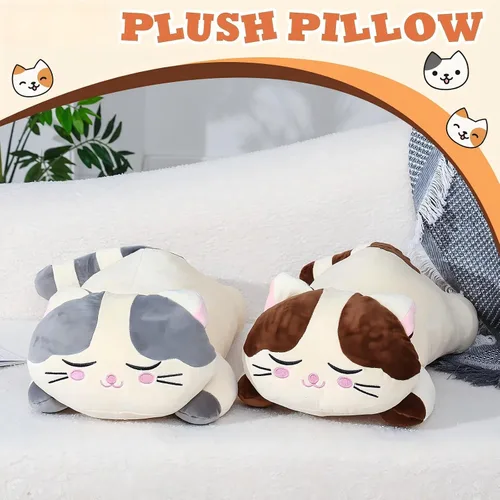 Miniatura 6 de Jexine 2 almohadas de felpa de gatito de 23.6 pulgadas, almohada de peluche grande para niñas, suave y lindo animal de peluche para niños, regalos