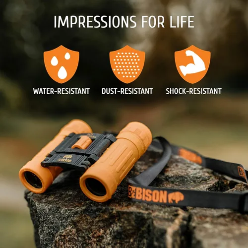 Miniatura 2 de BeBison - Binoculares para niños, óptica real de alta resolución de 8 x 21 pulgadas, binoculares compactos plegables a prueba de golpes, para Naranja
