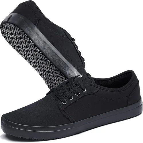 Zapatos de trabajo antideslizantes para hombres y mujeres, unisex, color negro, casual, resistentes a las manchas y al aceite, tenis de servidor de