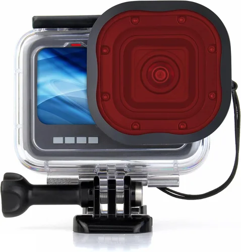 Miniatura 7 de Paquete de 4 filtros de buceo para carcasa protectora GoPro Hero13, apto para Hero 13, 12, 11, 10, 9, 8, carcasa oficial negra, filtros subacuáticos