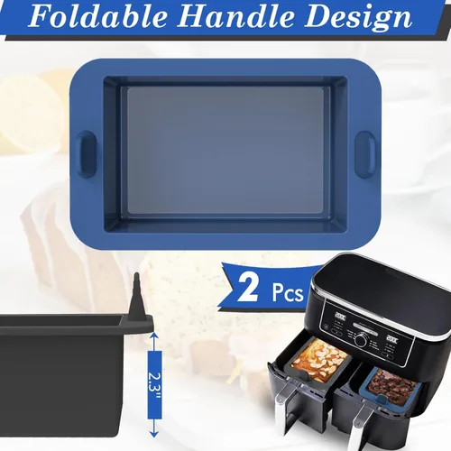 Miniatura 4 de Webake Sartén de silicona para pan, sartén para hornear, mini sartén antiadherente con asa, sin BPA, juego de 2