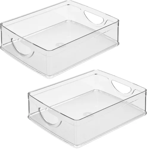 Miniatura 9 de iDesign contenedor apilable para despensa con asas para gabinetes o nevera, transparente, fabricado en EE. UU