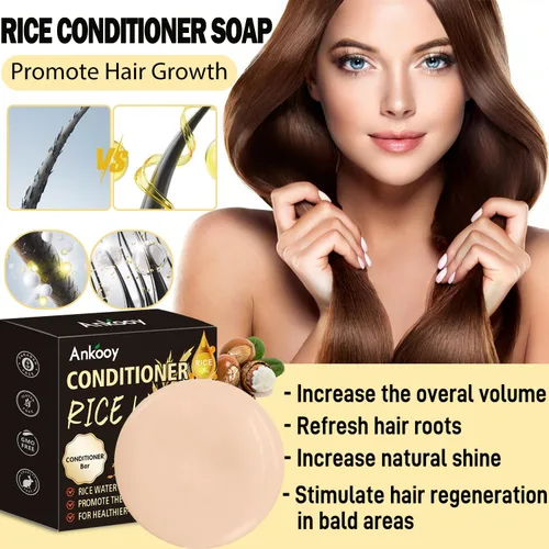 Miniatura 5 de ANKOOY Paquete de 2 Barras de Champú y Acondicionador de Agua de Arroz, Alto Contenido de Proteínas para Cabello Dañado, Crecimiento del Cabello