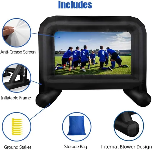 Miniatura 4 de OUTTOY Pantalla de Película Inflable de 14 Pies Mega Pantalla de Proyección de Película para Exteriores, Antiarrugas