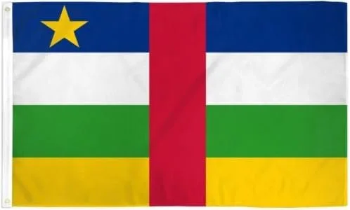 Bandera de la República Centroafricana de 2 x 3 pulgadas, ojales de latón, la mejor decoración de jardín exterior, material de poliéster, bandera de