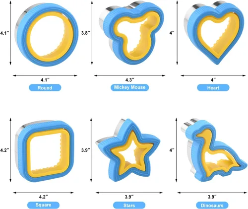 Miniatura 2 de Juego de 6 piezas de cortador y sellador de sándwiches para niños, sándwiches sin incrustaciones de diferentes formas para la familia, cortador