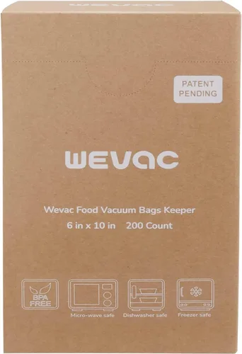 Miniatura 2 de Wevac Bolsas selladoras al vacío de 6 x 10 pulgadas, 200 unidades, pintas precortadas, ideal para guardar alimentos, sin BPA, grado comercial, ideal