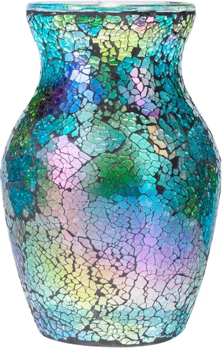 Miniatura 11 de Florero de mosaico dorado de 8" de altura, florero de vidrio, florero decorativo, decoración del hogar moderno jarrón de mosaico de tamaño mediano