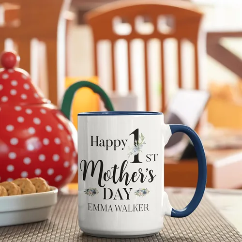 Miniatura 8 de Regalos para el primer día de la madre, taza de café personalizada con foto y nombre, 11 o 15 onzas, 10 opciones de color, taza personalizada