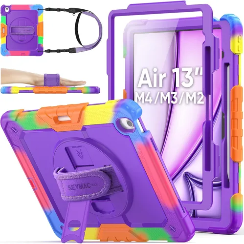 Miniatura 32 de SEYMAC stock Funda protectora para iPad Air de 11 pulgadas M3 2025/M2 2024 (Air 7ª/6ª generación), funda resistente con protector de pantalla