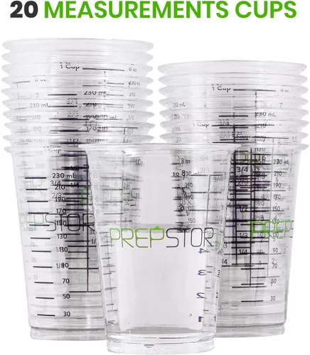 Miniatura 8 de Vasos medidores desechables para resina, paquete de 20 tazas medidoras de plástico transparente de 8 onzas para resina epoxi, manchas, mezcla