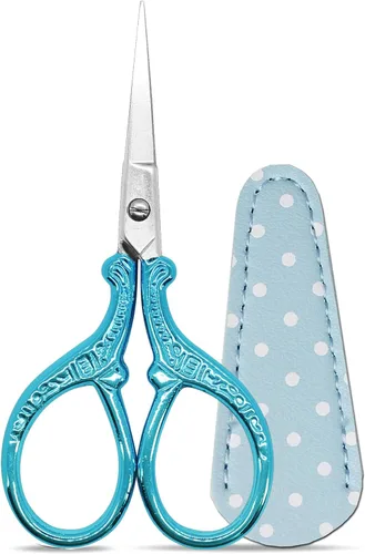 Miniatura 9 de Tijeras de 3.6 pulgadas para costura y manualidades, de acero inoxidable, con funda de cuero para punto de cruz, corte de papel, artesanía, trabajo