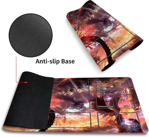 Miniatura 3 de MTG - Tapete de juego con zonas, Dragon Playmat TCG para MTG DTCG CCG RPG Ship Trading Card Playmats superficie de tela lisa, parte inferior de goma