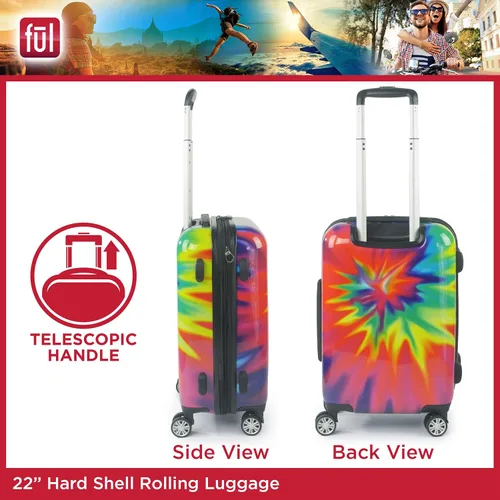 Miniatura 3 de FUL Equipaje rígido impreso con ruedas giratorias, Tie-Dye, Equipaje rígido impreso con ruedas giratorias