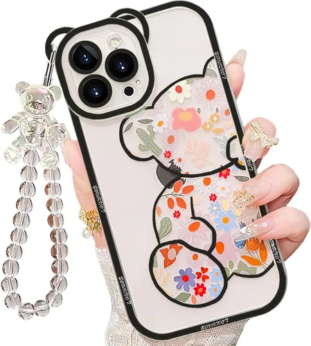Miniatura 13 de IAIYOXI Funda de teléfono con diseño de oso de dibujos animados 3D para iPhone 13 Mini, moderna y elegante, divertido diseño de oso rosa, funda