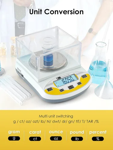 Miniatura 3 de CGOLDENWALL Báscula de laboratorio de precisión, 500 gX0.0.04 oz, balanza electrónica analítica báscula de laboratorio digital Báscula de joyería